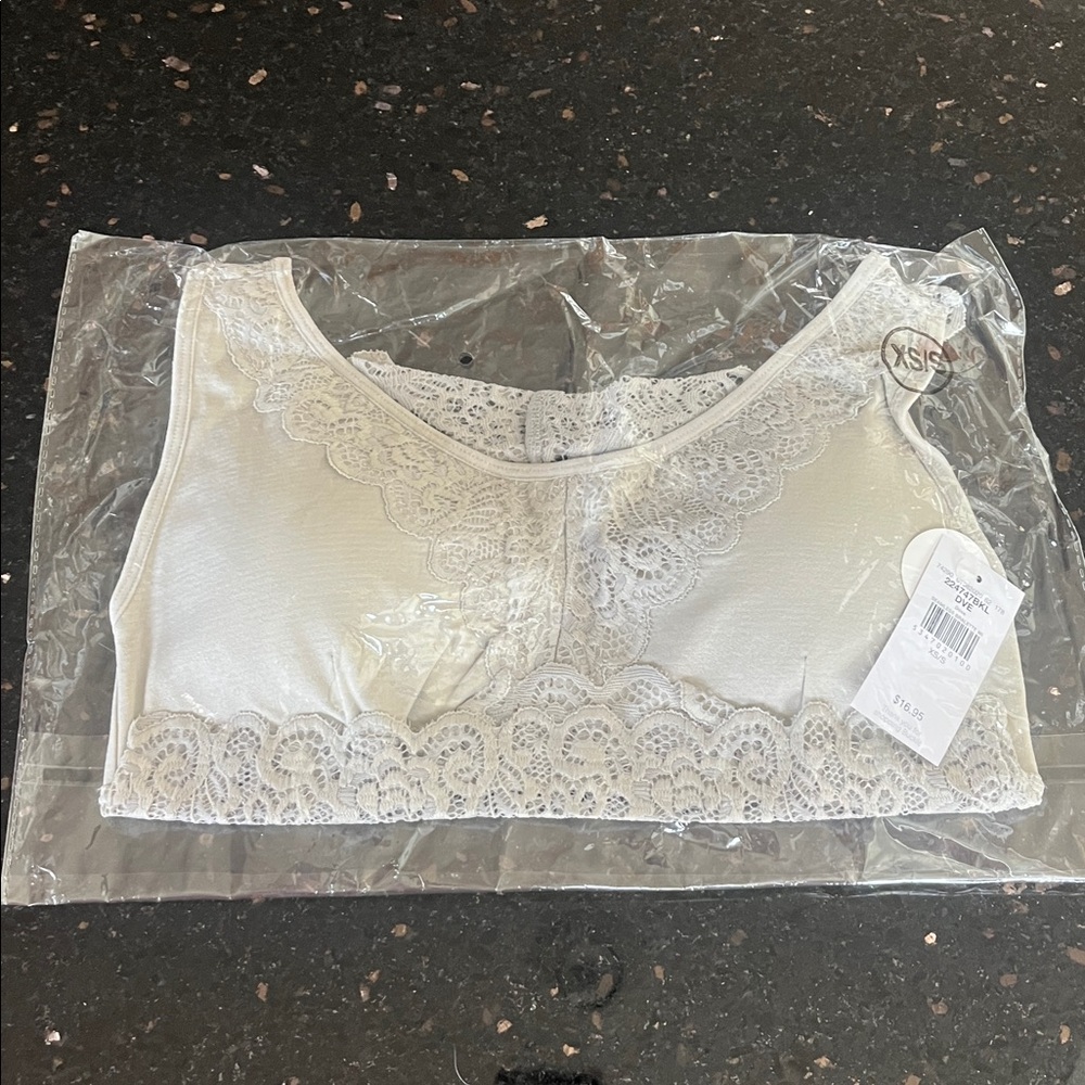 Buckle Lace Razorback Fuller Coverage Gray Bralette - Picture 4 of 4